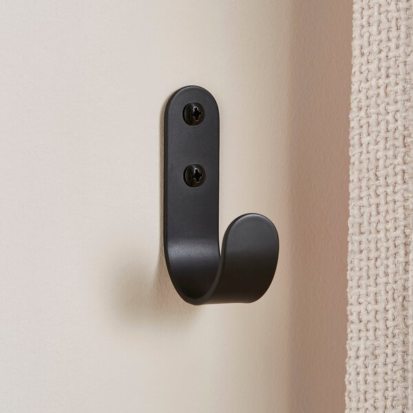 Set of 2 L Shaped Curtain Hooks Black