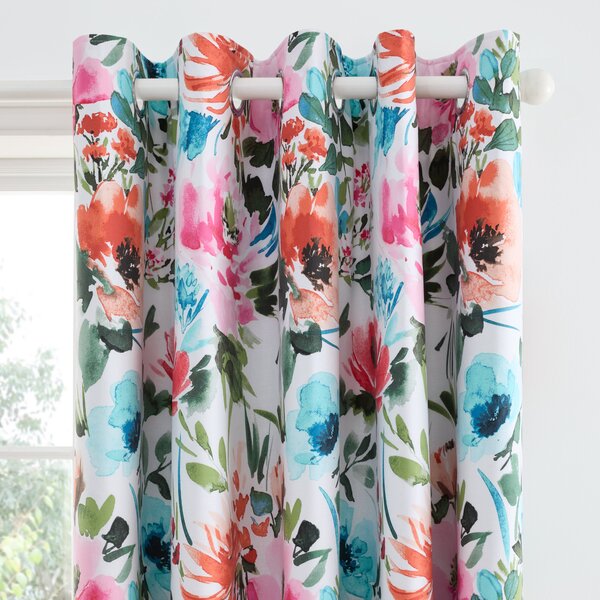 Malin Summer Blooms Blackout Eyelet Curtains MultiColoured