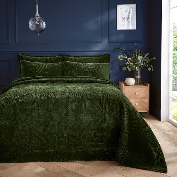 Haisley Geo Bedspread Olive (Green)