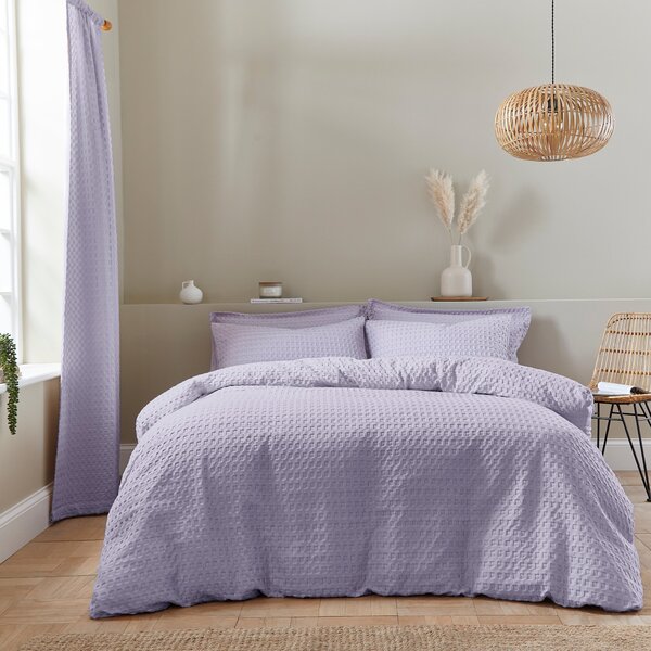Emerson Waffle Duvet Cover and Pillowcase Set Lilac