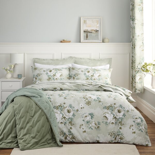 Darla Floral Sage Duvet Cover and Pillowcase Set Sage (Green)
