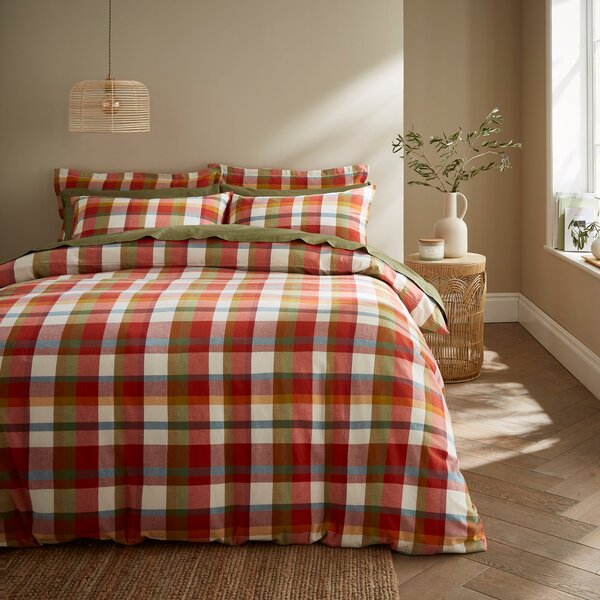 Winchcombe Check Red Duvet Cover and Pillowcase Set Red