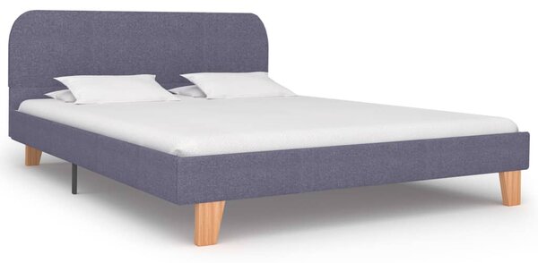 Bed Frame Light Grey Fabric 135x190 cm Double