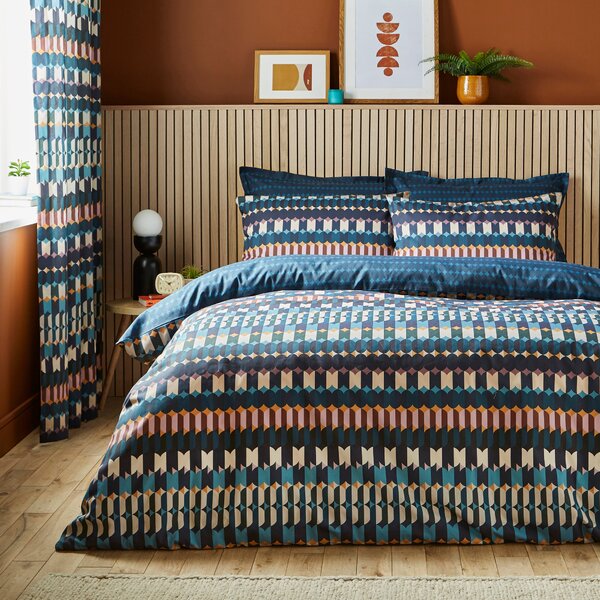 Oden Geometric Duvet Cover and Pillowcase Set MultiColoured