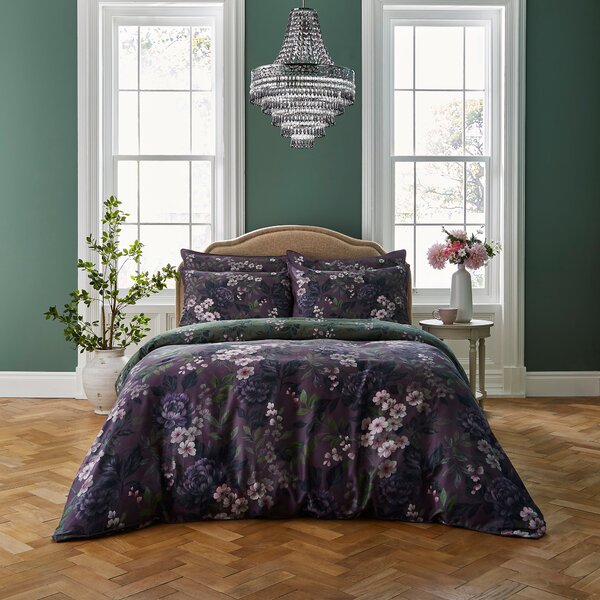 Dorma Giverny Damson Duvet Cover and Pillowcase Set Damson (Purple)