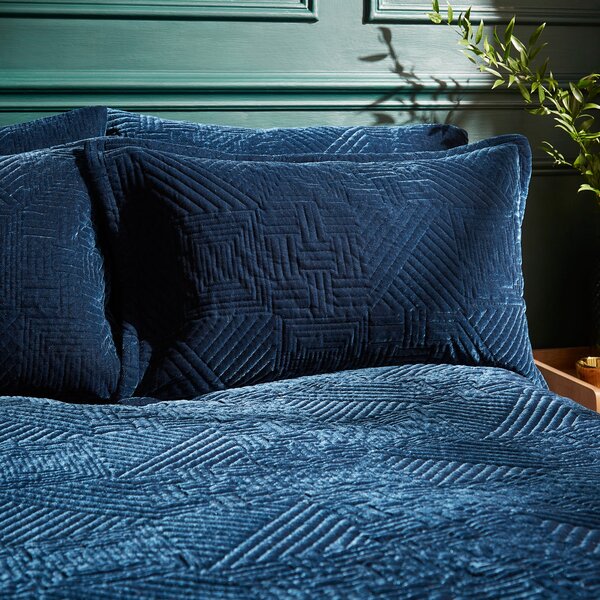 Haisley Geometric Oxford Pillowcase Navy (Blue)