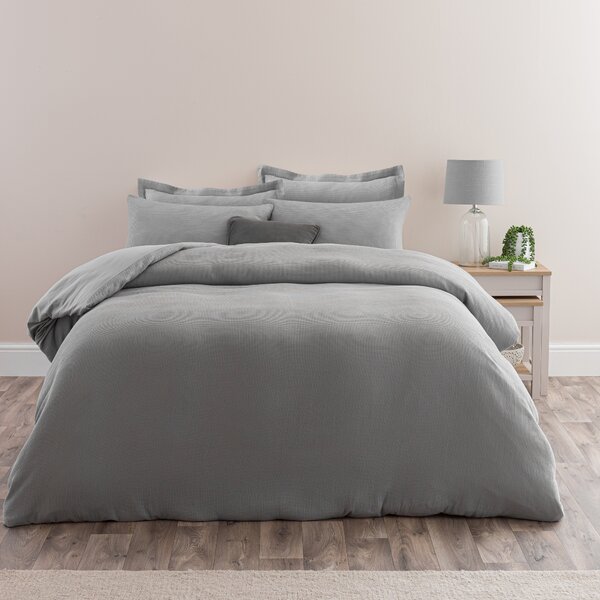 Alston Waffle Charcoal Duvet Cover and Pillowcase Set Charcoal
