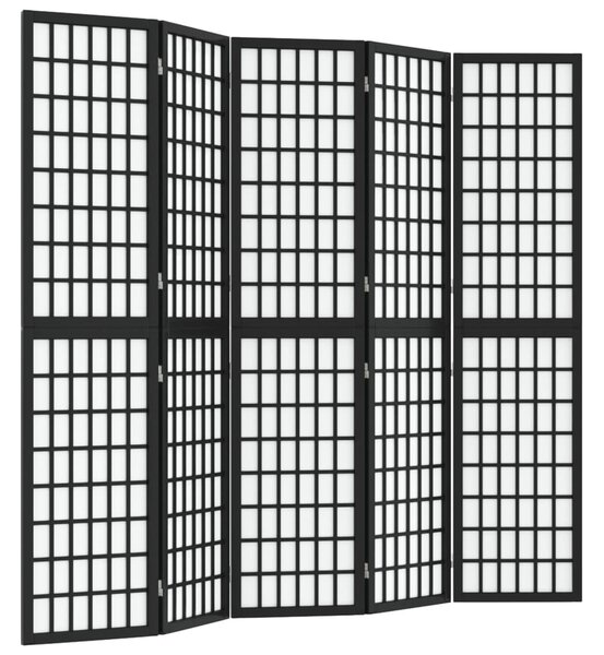 Folding 5-Panel Room Divider Japanese Style 200x170 cm Black