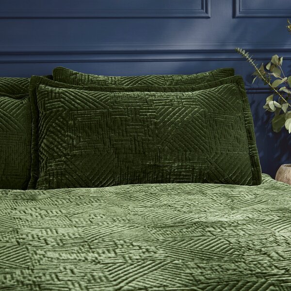 Haisley Geometric Oxford Pillowcase Olive (Green)