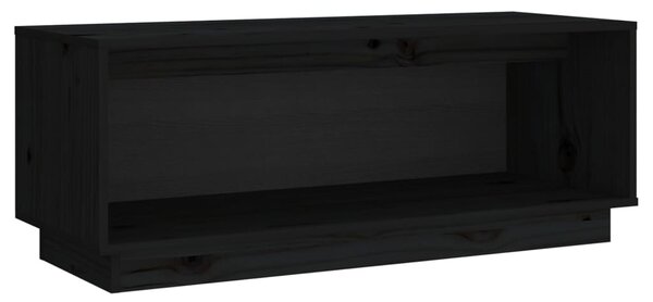 TV Cabinet Black 90x35x35 cm Solid Wood Pine