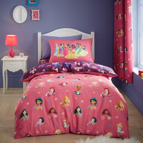 Pink Disney Princess Duvet Cover and Pillowcase Set Pink