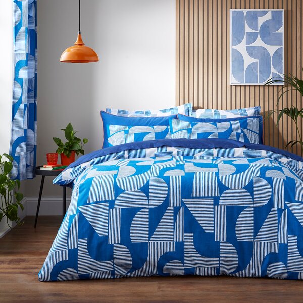 Elements Ezra Blue Cotton Duvet Cover and Pillowcase Set Blue