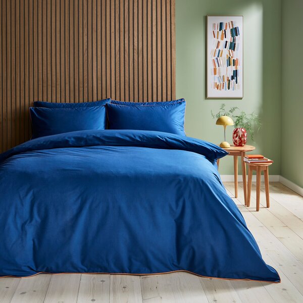Elements Pure Cotton Blue Duvet Cover and Pillowcase Set Blue