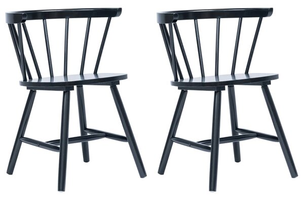 Dining Chairs 2 pcs Black Solid Rubber Wood