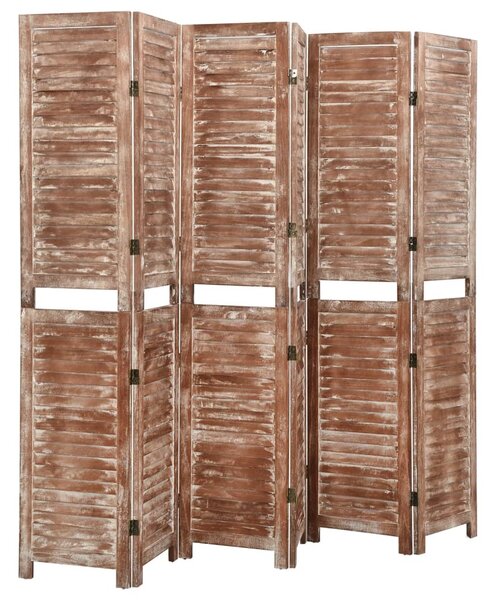 6-Panel Room Divider Brown 210x165 cm Solid Wood Paulownia