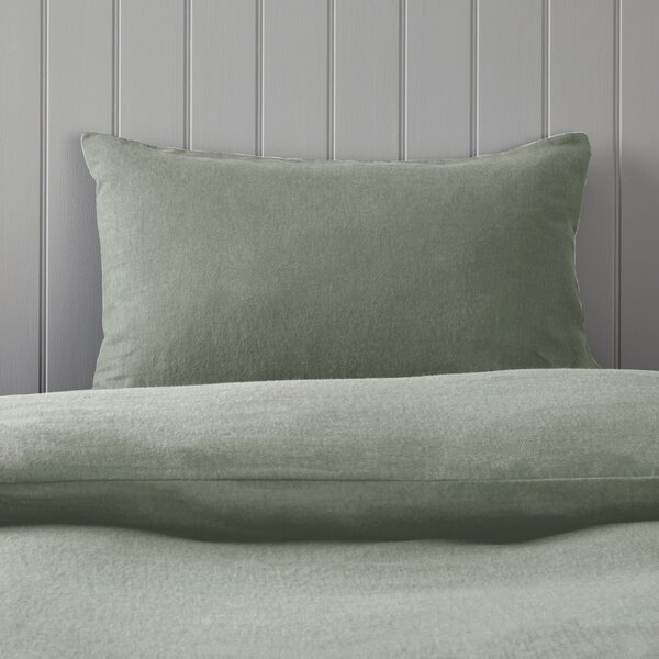 Soft & Cosy Brushed Cotton Standard Pillowcase Pair Sage (Green)