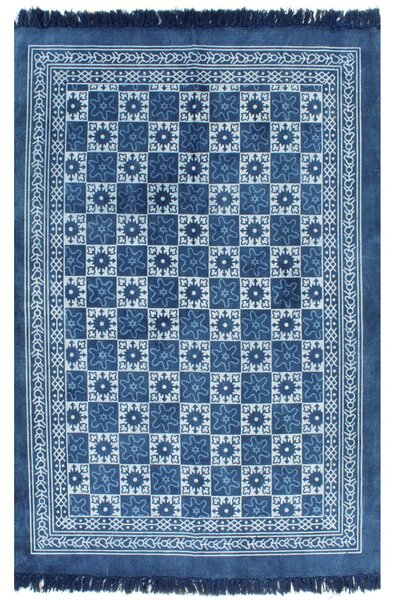 Kilim Rug Cotton 120x180 cm with Pattern Blue