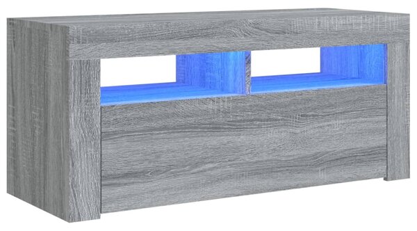 TV Cabinet with LED Lights Grey Sonoma 90x35x40 cm