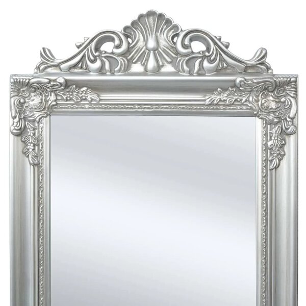 Free-Standing Mirror Baroque Style 160x40 cm Silver