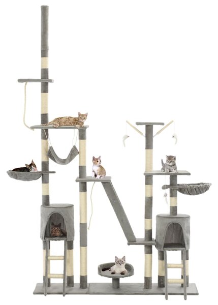 Cat Tree with Sisal Scratching Posts 230-250 cm Grey