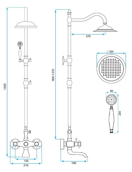 Shower set REA BERGAMO OLD BLACK