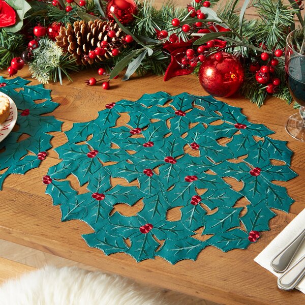 Set of 2 Berries Cut Out Placemats Green