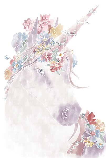 Illustration Unicorn Floral, 1x Studio II, (26.7 x 40 cm)