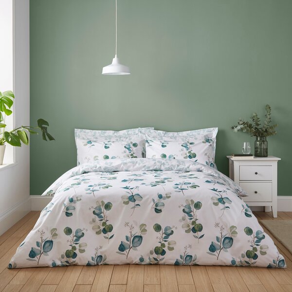 Eucalyptus Green Duvet Cover and Pillowcase Set Green/White