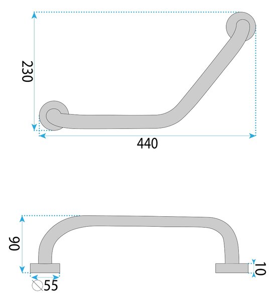 Bathroom angled grab bar Chrome