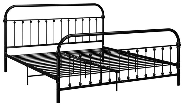 Bed Frame without Mattress with Headboard Black 180x200 cm Super King Metal