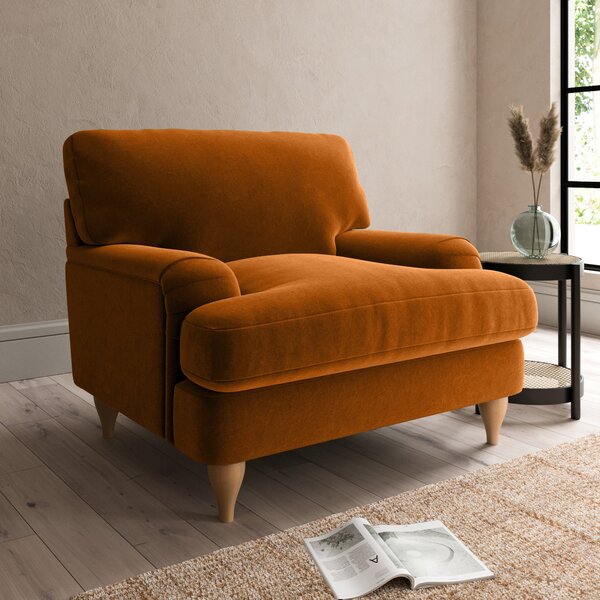 Darwin Luxury Velvet Armchair Luxury Velvet Orange Umber