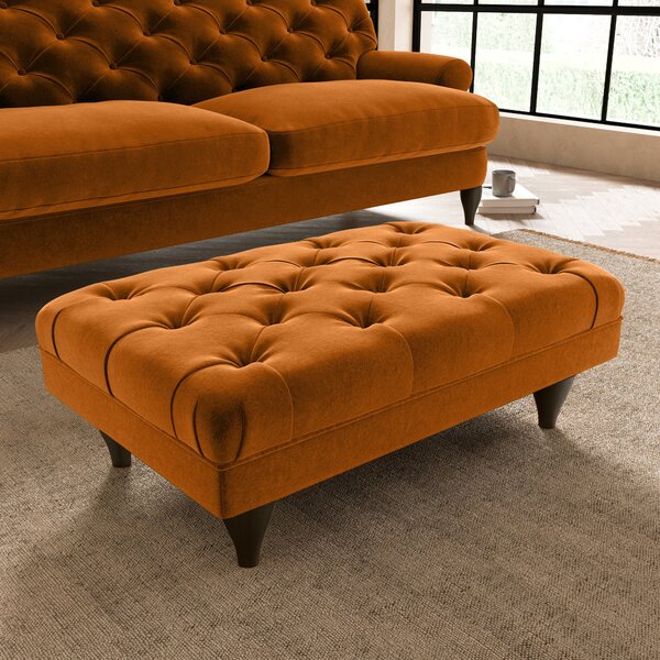 Warwick Luxury Velvet Footstool Luxury Velvet Orange Umber