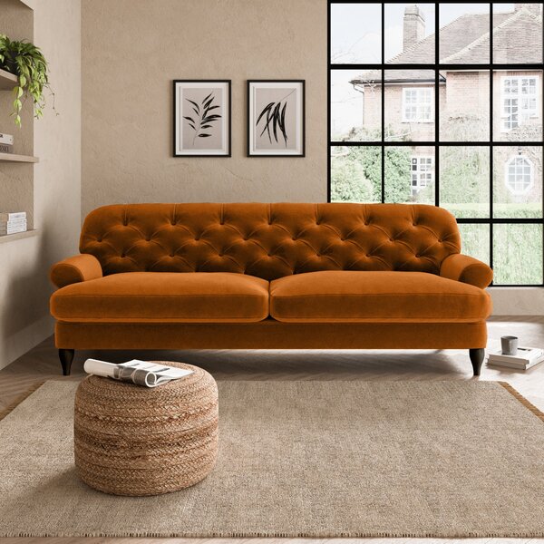 Canterbury Luxury Velvet 4 Seater Sofa Luxury Velvet Orange Umber