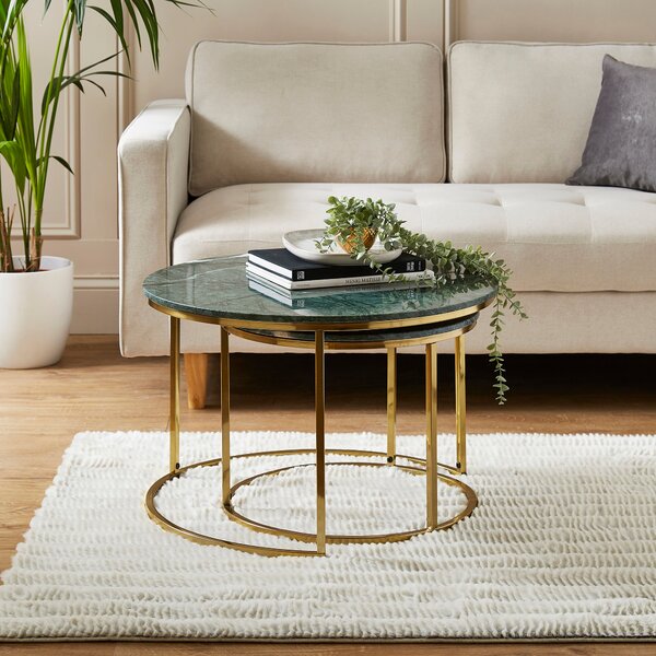 Lia Nest of 2 Coffee Tables, Real Marble