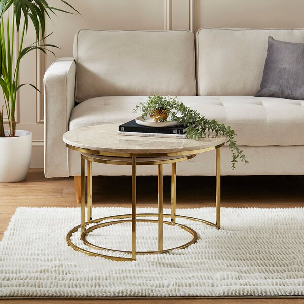 Lia Nest of 2 Coffee Tables, Real Marble