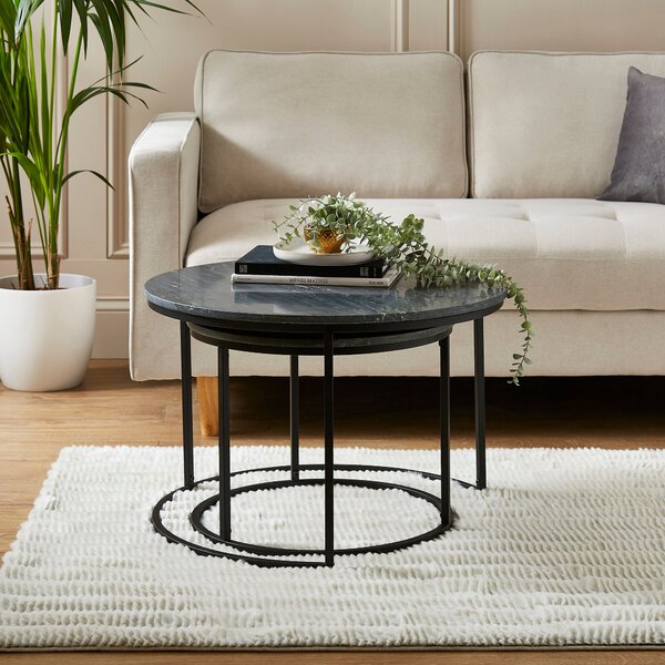 Lia Nest of 2 Coffee Tables, Real Marble