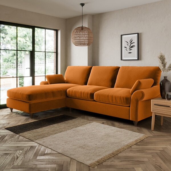 Salisbury Luxury Velvet Left Hand Corner Sofa Luxury Velvet Orange Umber