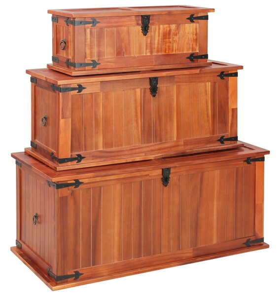 Storage Chests 3 pcs Solid Acacia Wood