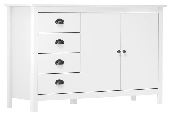 Sideboard Hill White 130x40x80 cm Solid Pine Wood