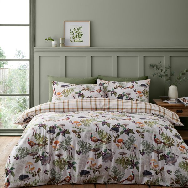 Catherine Lansfield Soft Velvet Woodland Walk Duvet Cover and Pillowcase Set