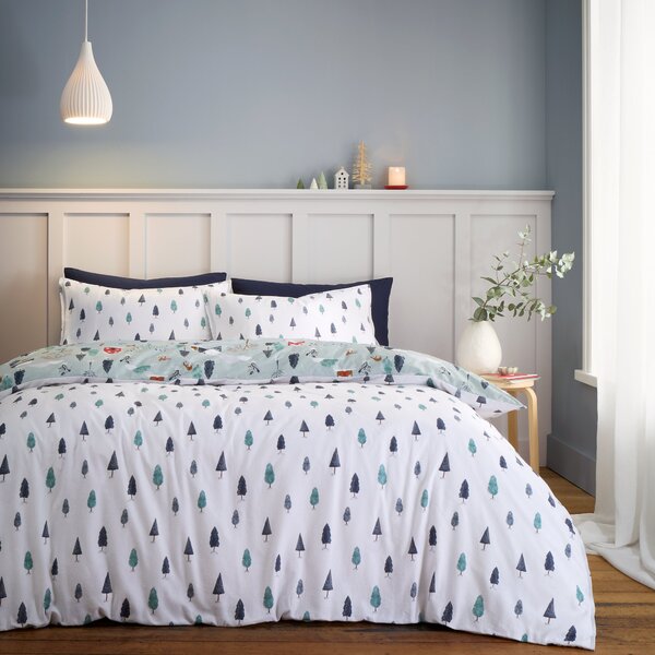 Bianca Brushed Cotton Winter Scene Duvet Cover and Pillowcase Set