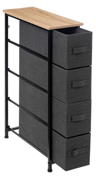 Tissa Grey Narrow 4 Drawer Storage Unit