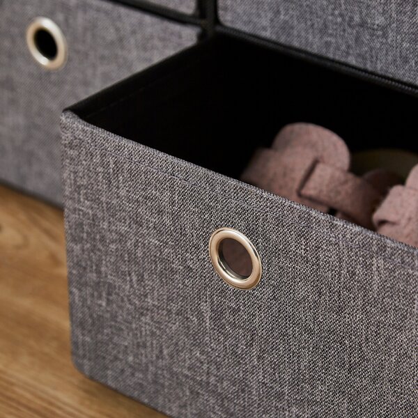 6 Drawer Faux Linen Foldable Ottoman