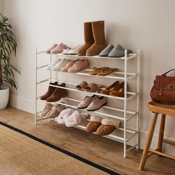 3 Tier White Extendable Shoe Rack