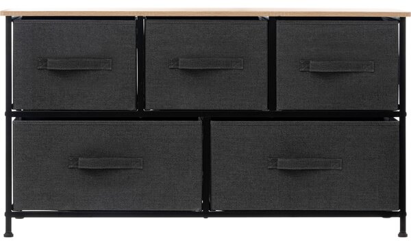 Tissa Low Grey 5 Drawer Storage Unit