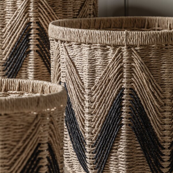 Set of 3 Jalia Natural and Black Storage Baskets