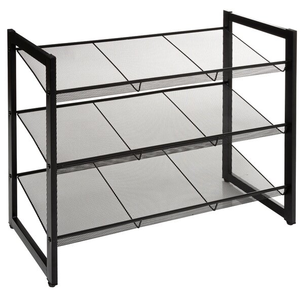 Metal Black 9 Pair Shoe Storage Rack