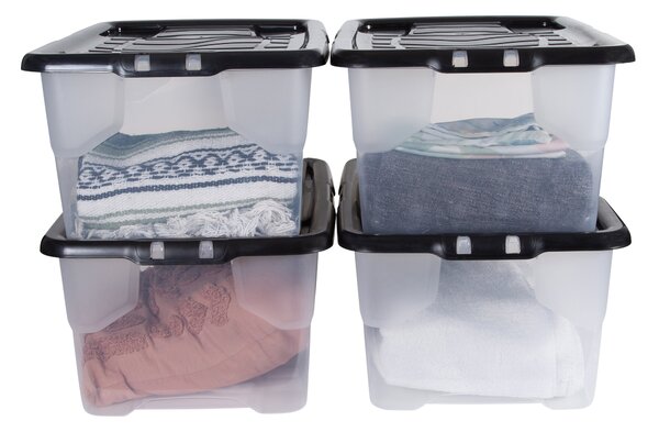 Set of 4 Strata 42L Curve Storage Box with Lids