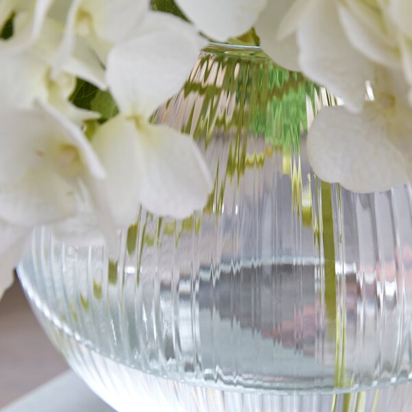 Clear Small Ribbed Glass Fishbowl Vase