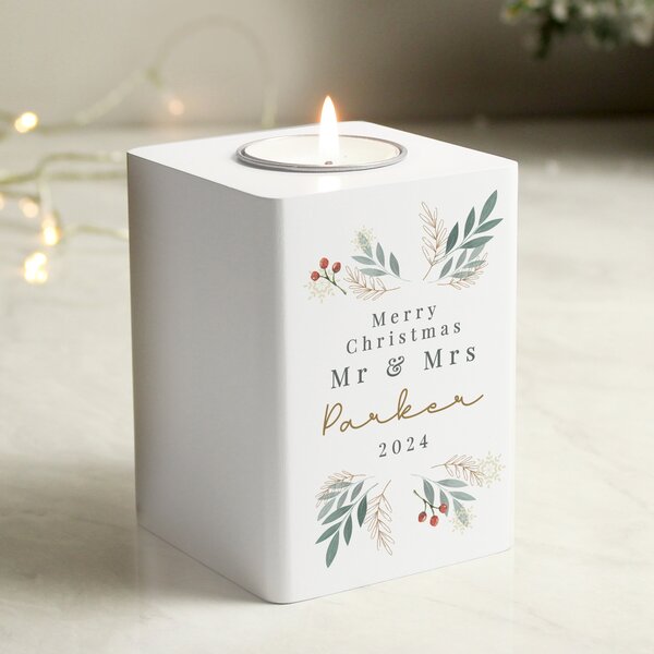 Personalised Christmas Foliage Tealight Holder